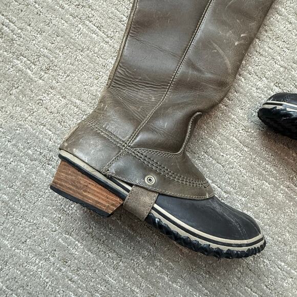 SOREL Slimpack Tall Equestrian Rain Boot Women 7 Nori Green Waterproof - Picture 4 of 9